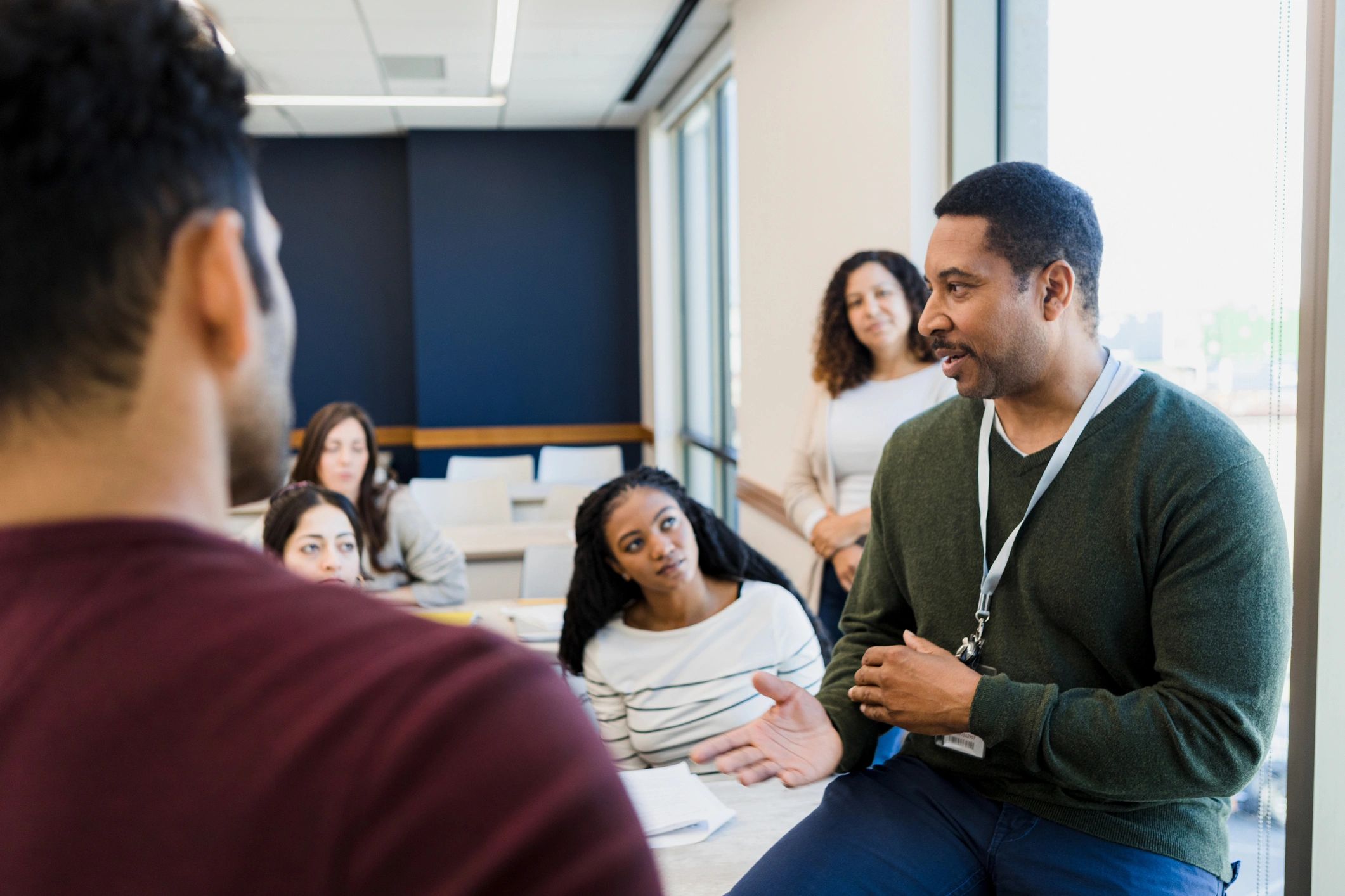 Faculty member leading a class discussion
