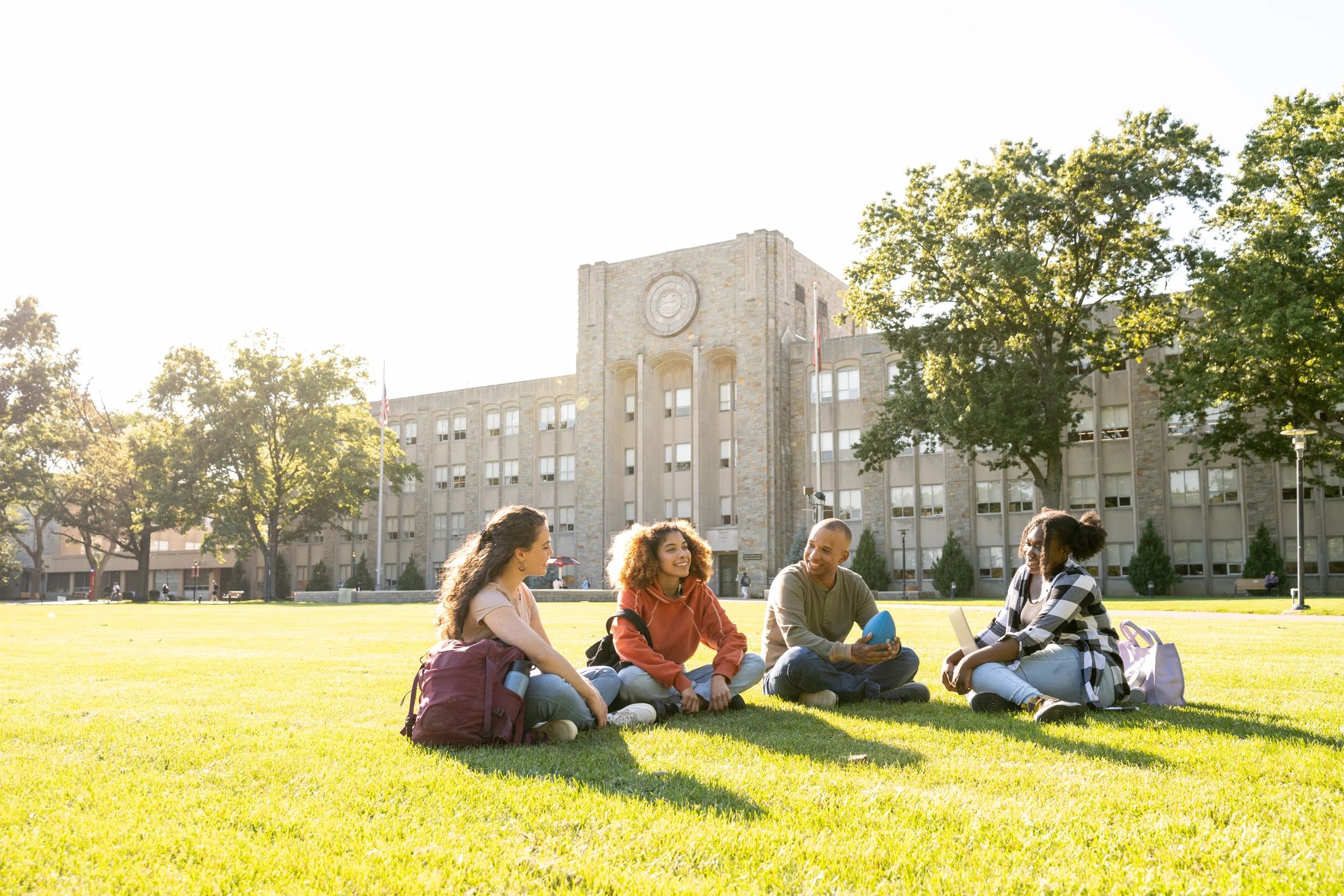 University students hanging out in campus