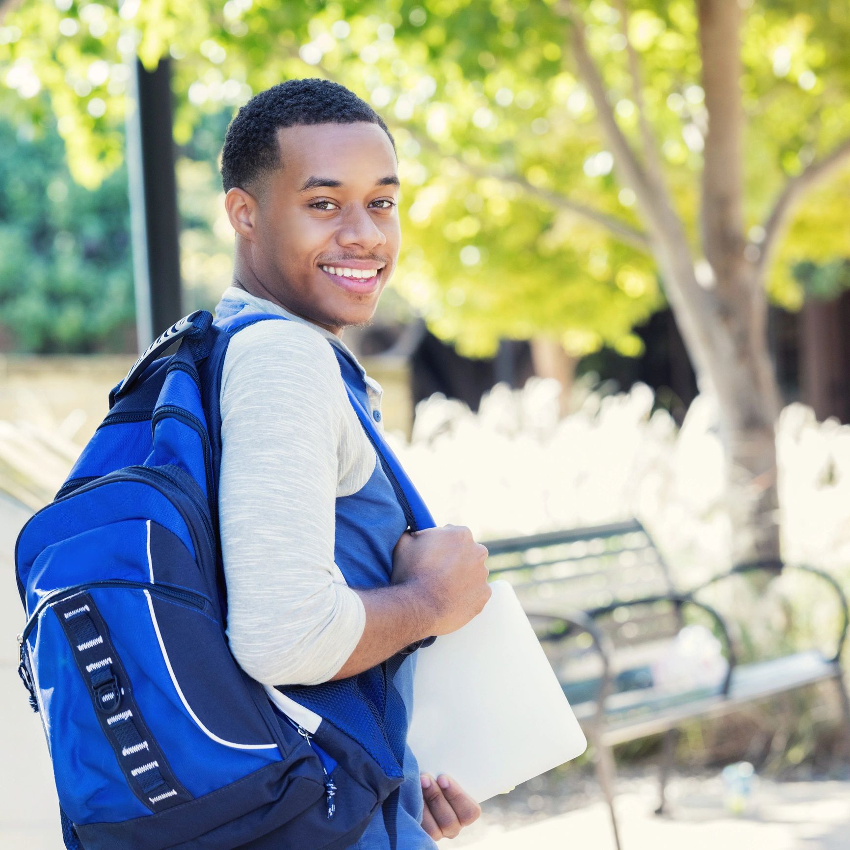 Portrait of college leader smiling outdoors